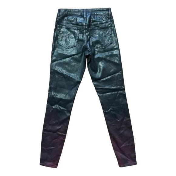 NEW TED BAKER London  Waxed Low Rise Ombre Skinny Jeans in Black Red SZ 26 - Picture 5 of 9